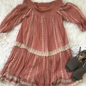Anthropologie off shoulder boho dress Large NWOT